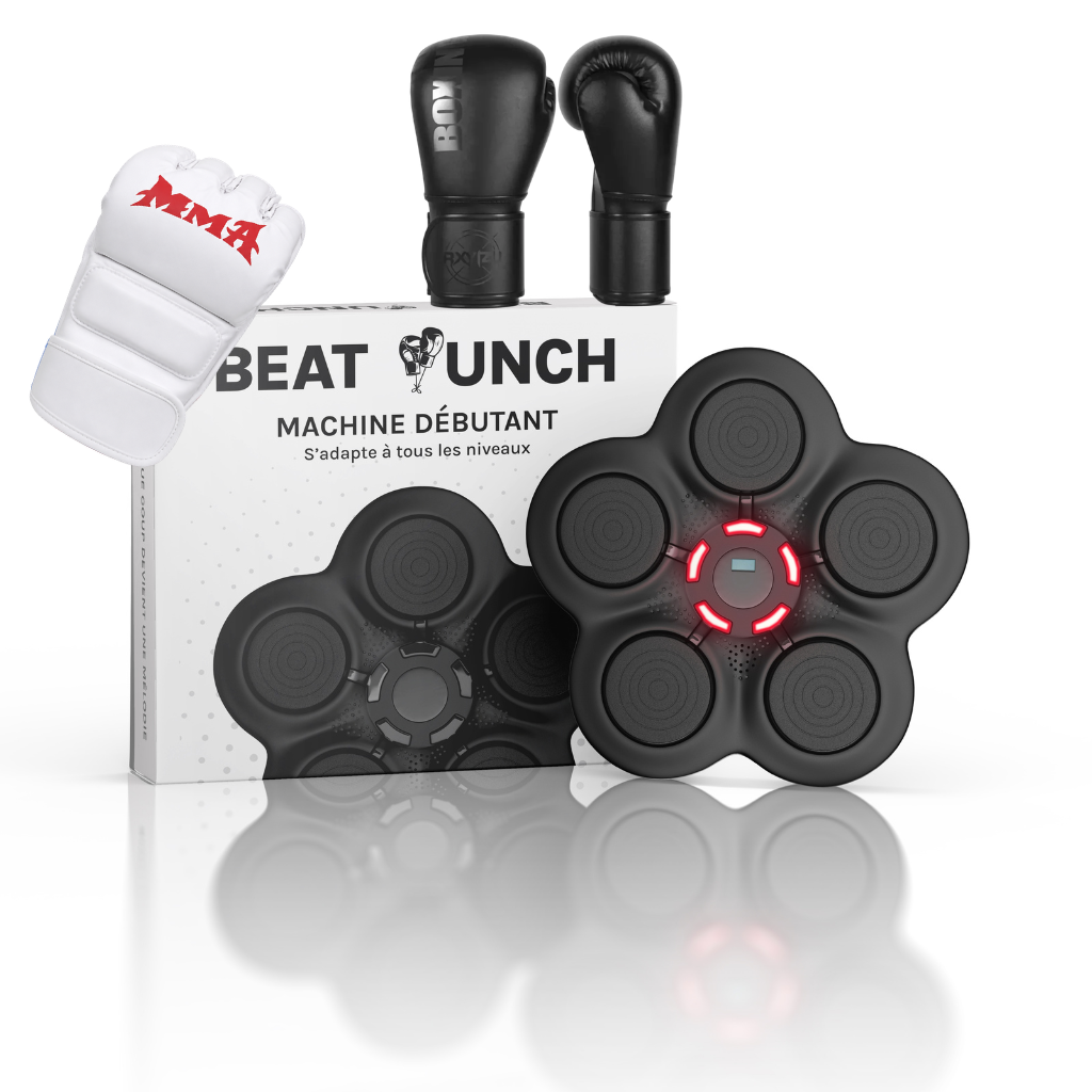 1x Machine Débutante + 1 Paire de Gants MMA (Blanc) + 1 Paire de Gants Classiques (8oz)