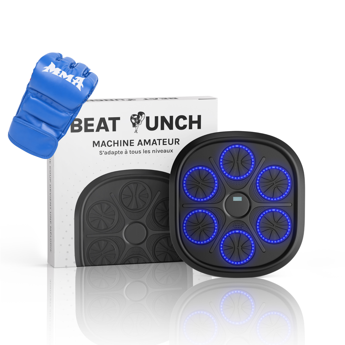 1x Machine Amateur + 1 Paire de Gants MMA (Bleu)